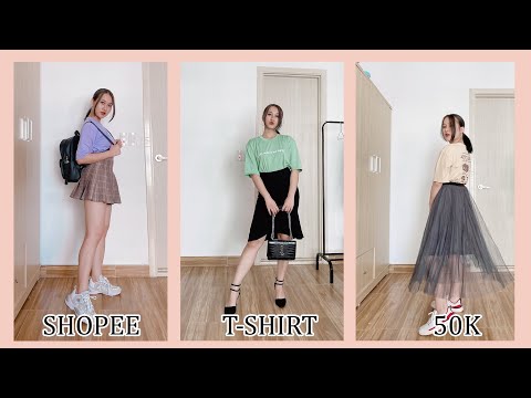SHOPEE HAUL?MIX & MATCH ÁO OVERSIZED T-SHIRT MUA 50K TRÊN SHOPEE | ÁO PHÔNG SIÊU RẺ ? | CHLOE DO