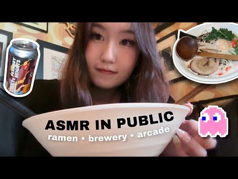 ASMR IN PUBLIC - Ramen, Brewery & Arcade! 🍜👾✨ feat. Toki Underground & Peabody Heights Brewery