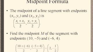 College Algebra Midpoint Formula
