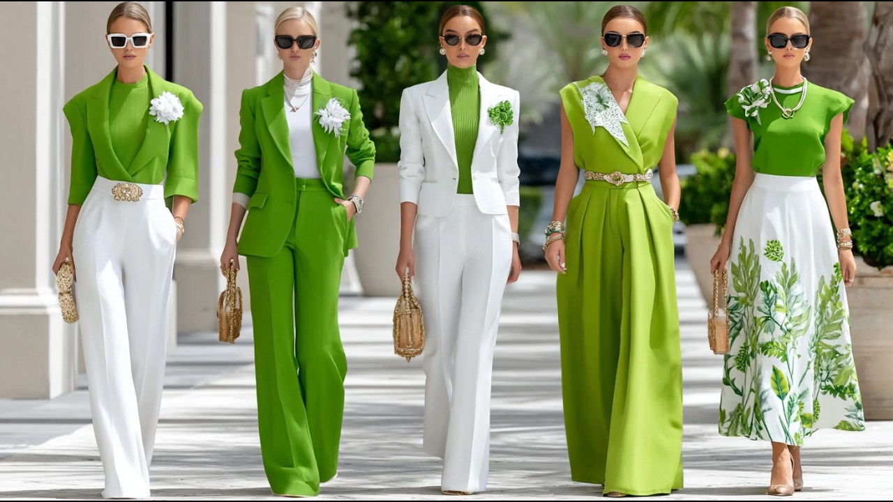 Фисташково-зеленый и кремовый, элегантный стиль Ralph Lauren, весна-лето 2026, роскошный дизайн.