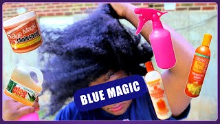 I Tried BLUE MAGIC Cholesterol RINSE. Aloe Vera Juice. CREME OF NATURE Shampoo & Conditioner