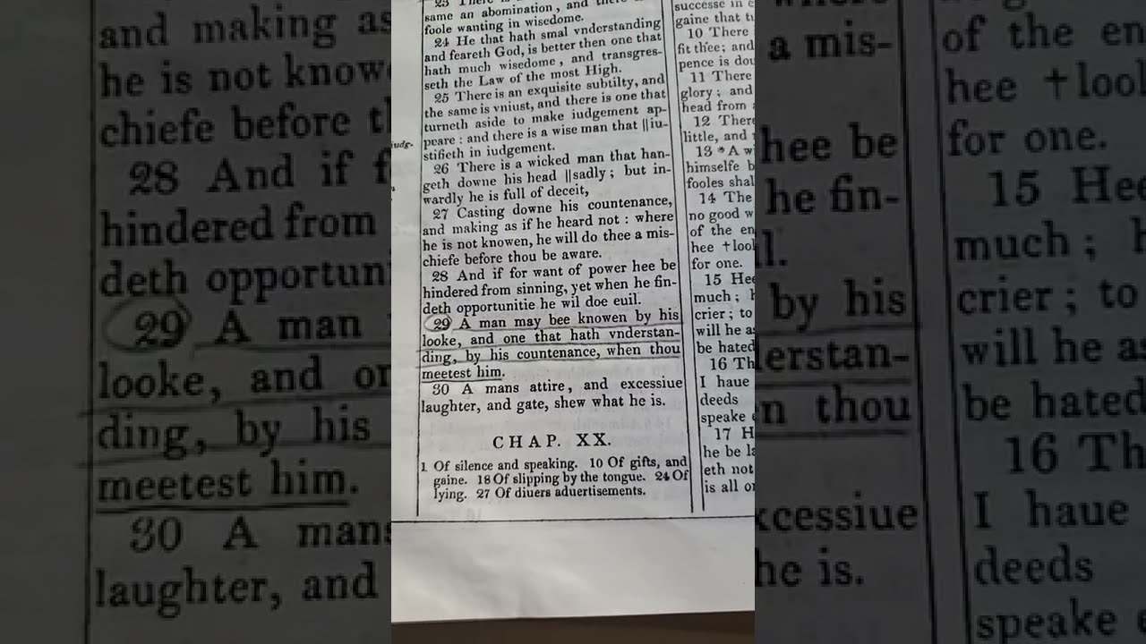 Ecclesiasticus 19 29 A Man May Be Known By His Look And Understanding 