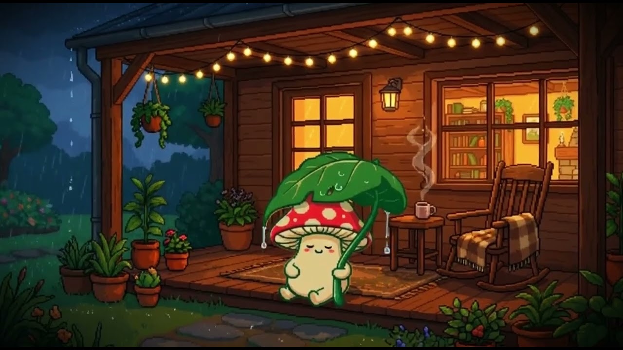 Rainy Morning at the Mushroom Cottage 🍄☕ | Cozy Acoustic Folk & Rain Sounds