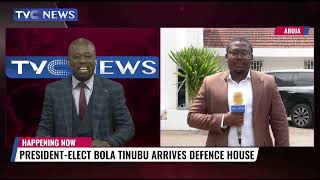 President-Elect Bola Tinubu Arrives Defence House, Femi Akande Gives Update