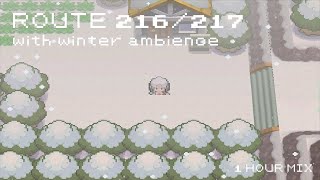 1 Hour Of Route 216/217 (Sinnoh) | Snowstorm & Fireplace Ambience