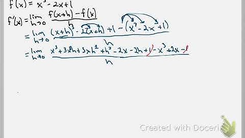 definition of the derivative on a quadratic