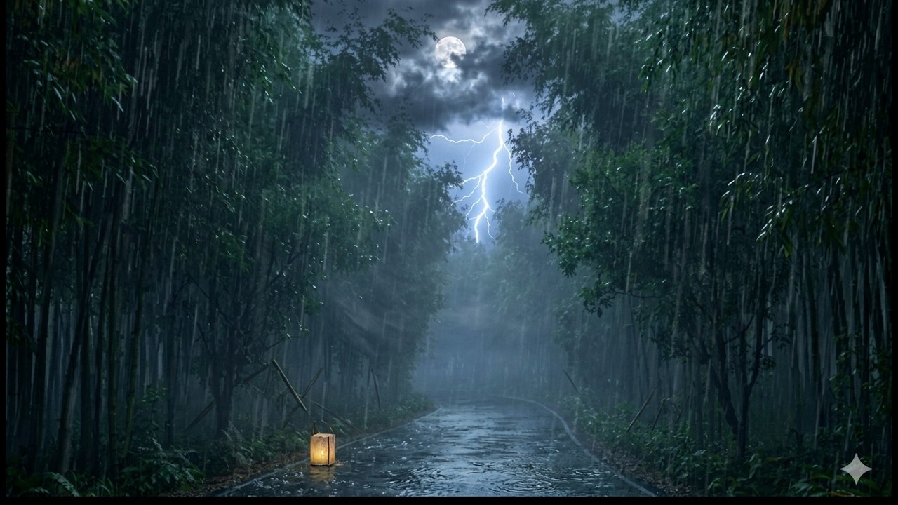 The Lantern’s Path: A Midnight Storm in the Bamboo Forest
