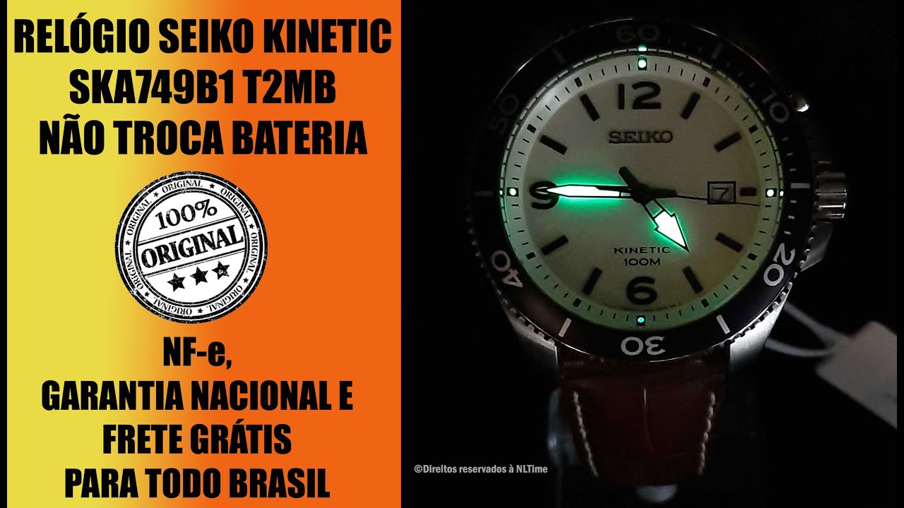 Relógio SEIKO Masculino Kinetic SKA749B1 T2MB - YouTube