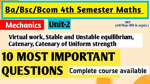 Bsc 4th Semester Maths Important Questions | Mechanics | Unit2 #bsc4thsemester #yourbscguide