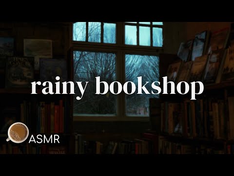 Rainy Bookshop ASMR Ambience | Page Turning and Page Flipping Sounds