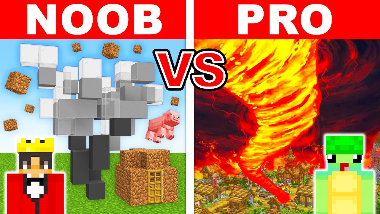 NOOB vs PRO: TORNADO HOUSE BUILD CHALLENGE in Minecraft