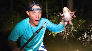 Frog Hunting! Catch Clean Cook Frog Stir-Fry!