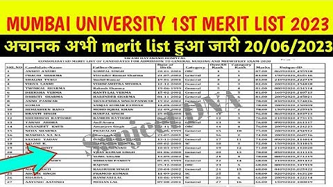 Mumbai University 1st Merit List 2023 | how to chake Mumbai University 1st Merit List 2023