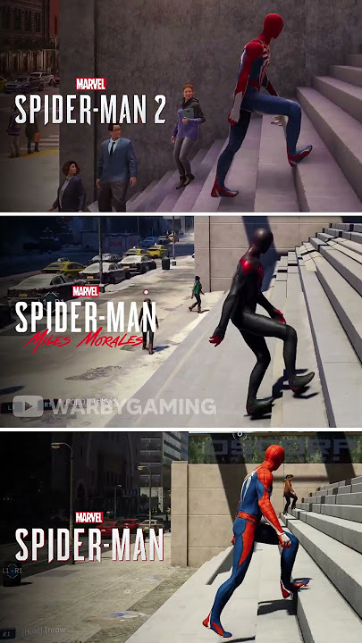 Spider-Man 2 vs Miles Morals vs Spider-Man | Stairs Physics