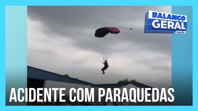 Paraquedista perde controle e cai no meio de cozinha