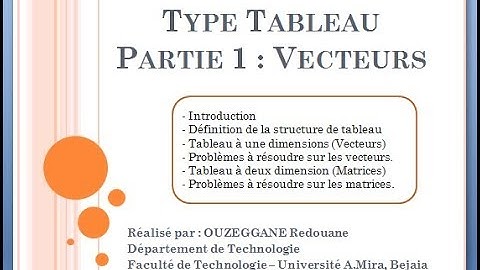 Cours 10 - Strcuture de données Tableaux : Vecteurs