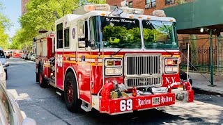 FDNY ENGINE 69 RESPONDING ON WEST 143RD STREET IN THE HARLEM AREA OF MANHATTAN IN NEW YORK CITY.