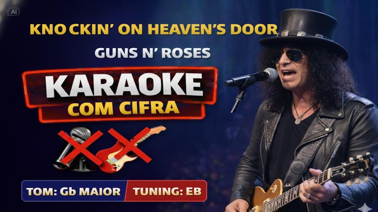 Karaoke with Chords - Knockin' On Heaven's Door - Backing track no vocals no guitar. ORIGINAL KEY