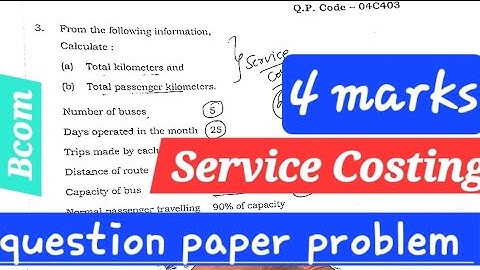 Service Costing | 4 Marks problem solved | Costing methods and techniques | Bcom,BBA,BSW
