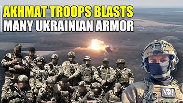 UAV-bestuurders van de Akhmat Special Forces hebben op vakkundige wijze een pantsergroep uit Oekr...