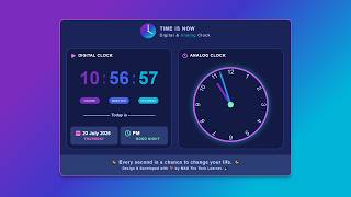 Build a Digital & Analog Clock Using HTML, CSS & JavaScript | Responsive Clock Project