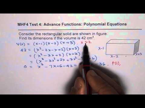 दिए गए आयतन बहुपद समीकरणों के लिए ठोस बॉक्स का आयाम ज्ञात कीजिए