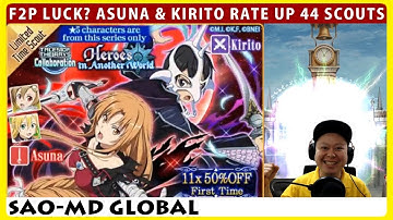 INSANE LUCK? Asuna Kirito Rate Up! Tales of the Rays Collaboration 44 Scouts (SAOMD Memory Defrag)
