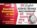 Unit 81 Количественные местоимения в английском: ALL, MOST, SOME, ANY, NO