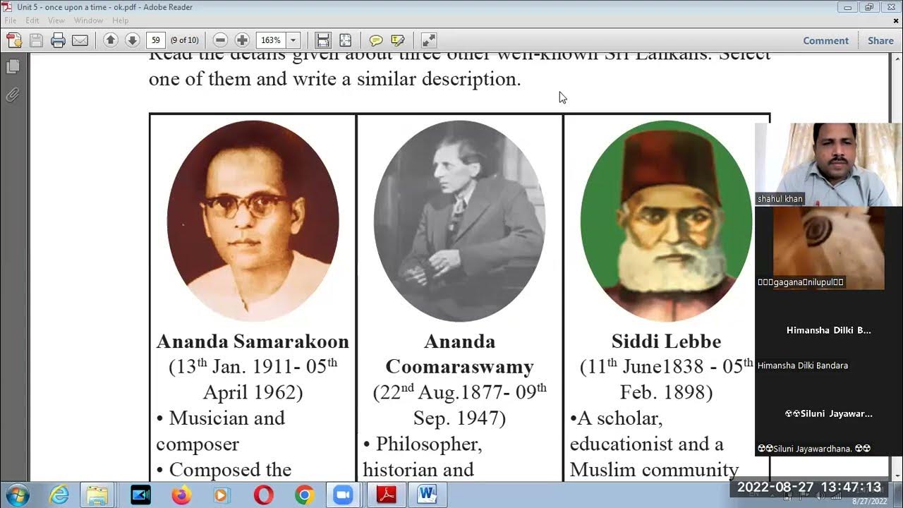 ananda samarakoon essay in english grade 7