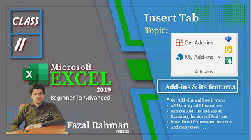 Add Ins in Microsoft Excel 2019 || Insert Tab || Add ins || MS Excel 2019 || Class 11