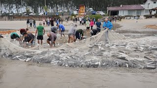 Safra da tainha 2024, 24-05-24, Garopaba, SC, Cerco Canoa Boa Fé e, 3 caixas de abróteas Metegueli.