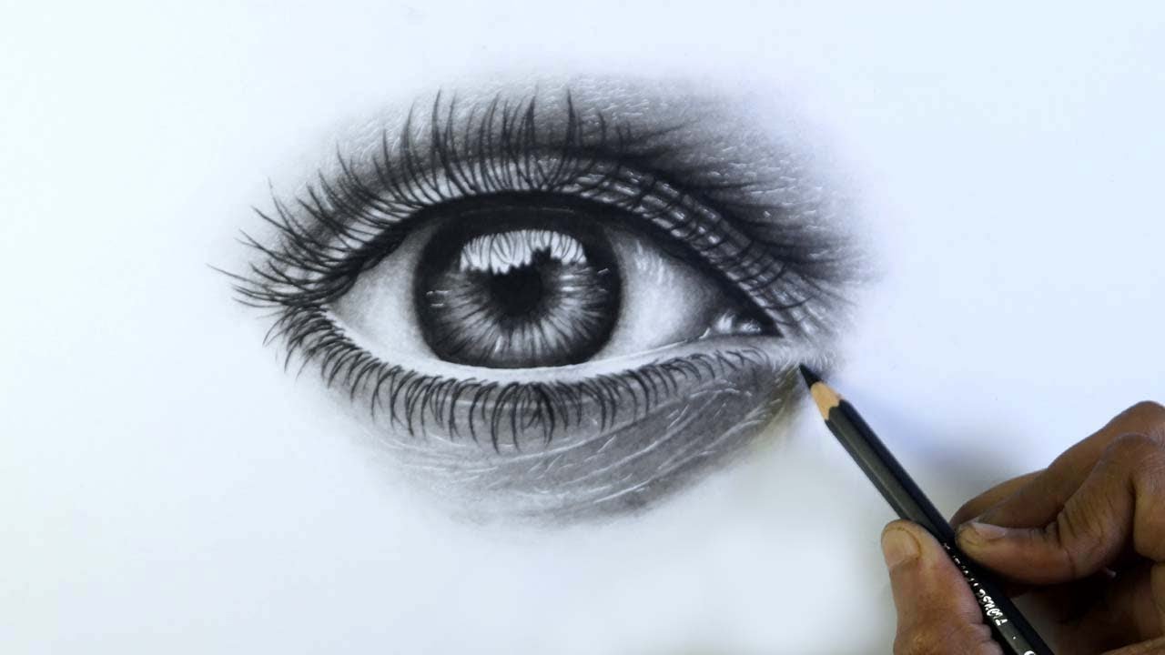 Charcol drawing for beginner | Realistic Eye 💕 - YouTube