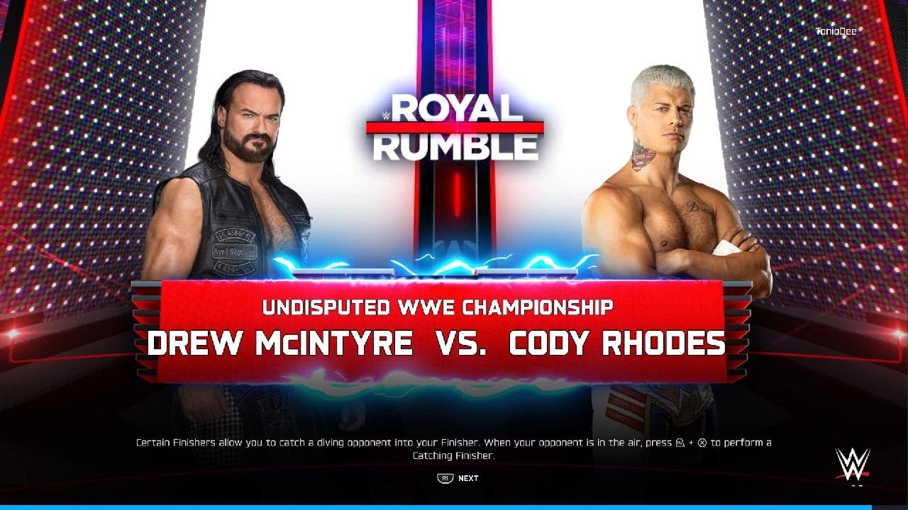 WWE 2K25 Undisputed WWE Championship Drew McIntyre vs Cody Rhodes 2 out of 3 Falls