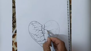 نقاشی مداد: قلب شکسته