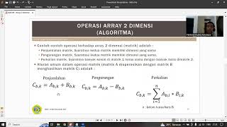 Algoritma & Struktur Data 1 : Materi Array 2  Dimensi Profile