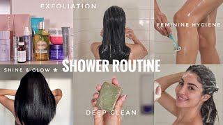 everything shower routine -- hair SHINE + skin GLOW ✨