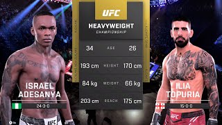 Israel Adesanya vs Ilia Topuria Full Fight  UFC 5 Fight Night