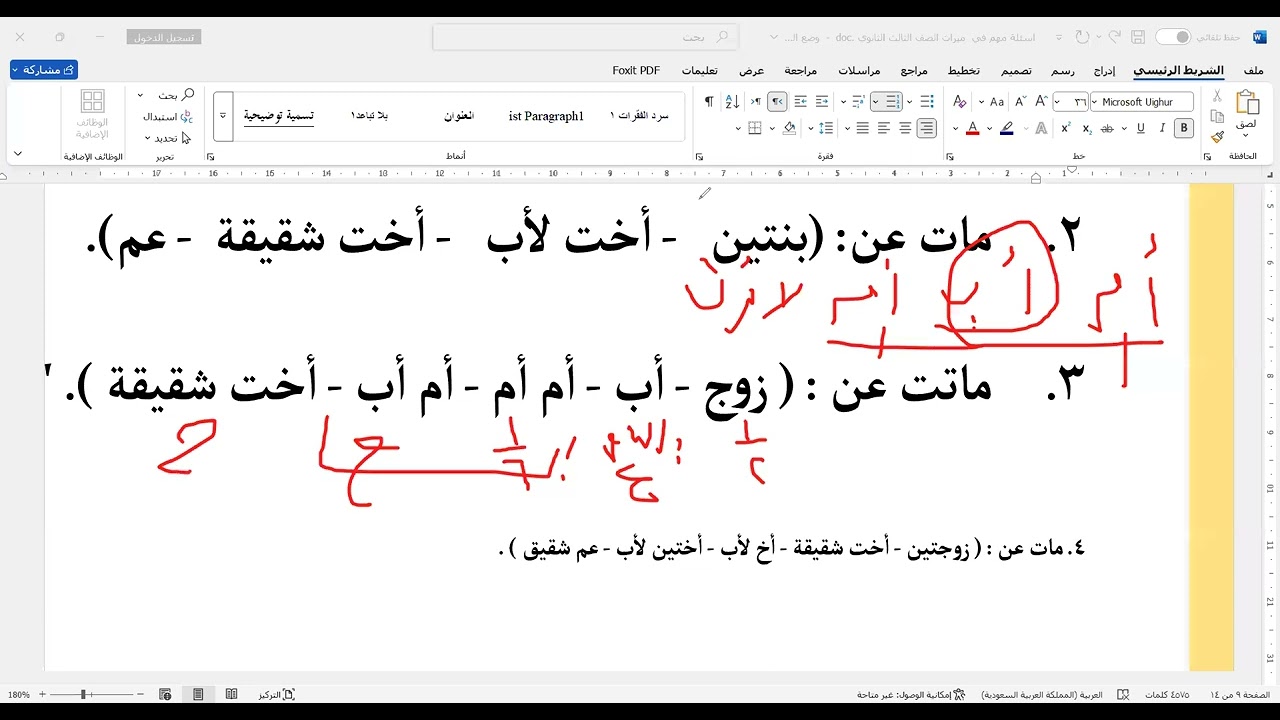تعليم كيفية حل مسألة الميراث من الصفر