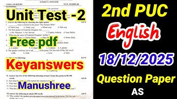2nd PUC English Unit Test 2 Question Paper 2025 with answers important questions