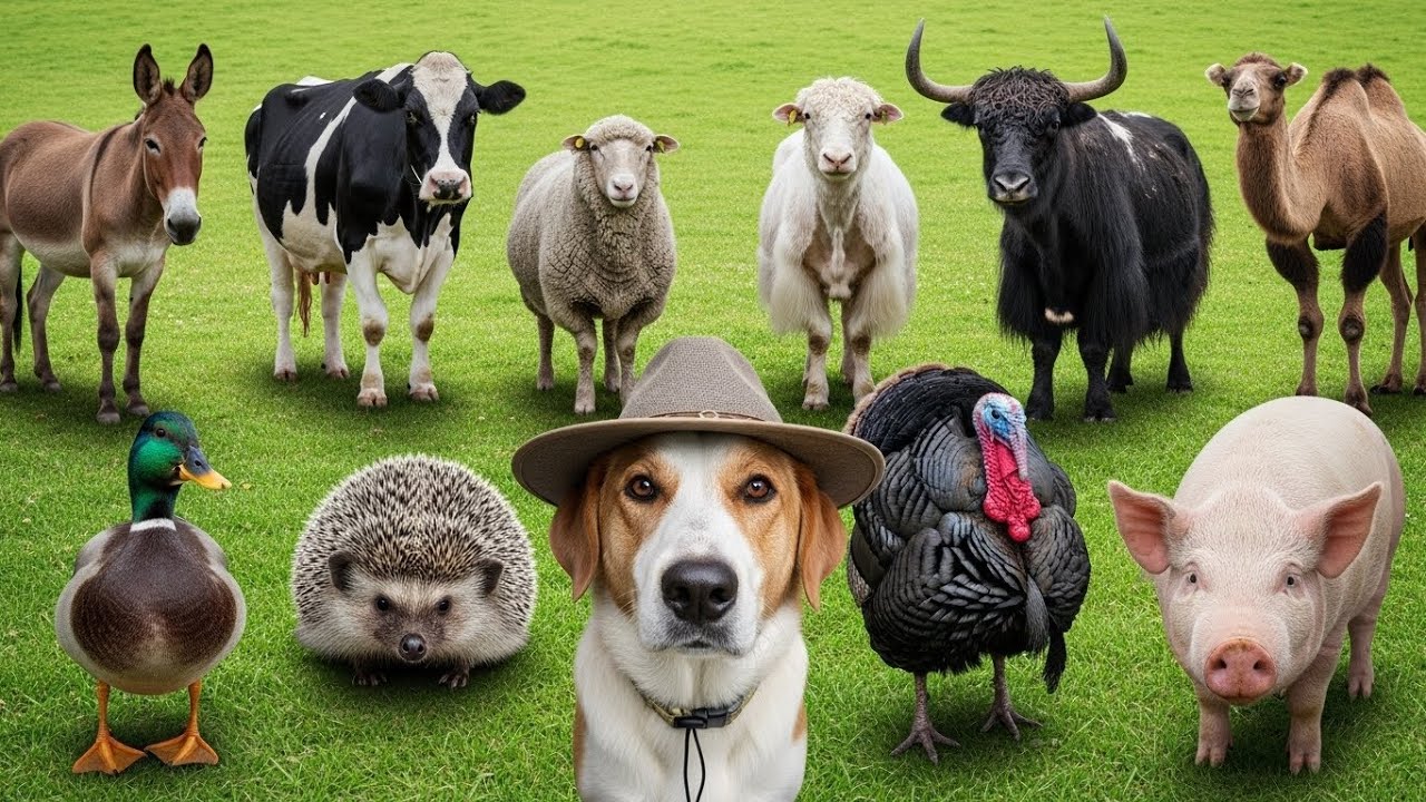 Голоса животных на ферме: корова, коза, овца, свинья, утка, курица