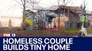 Homelessness crisis: Couple builds tiny home along I5 onramp in Seattle