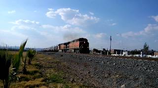 BNSF en México 5022, 5304 y remota 7102 DASH 9-44CW y ES44C4 en León, Guanajuato. México NOAS_5