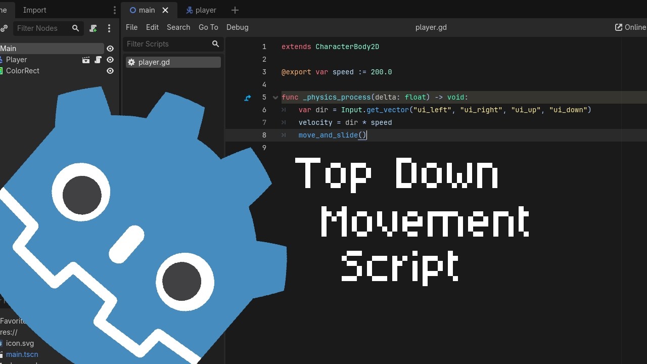 Godot 2D Topdown Movement in under 3 minutes - YouTube