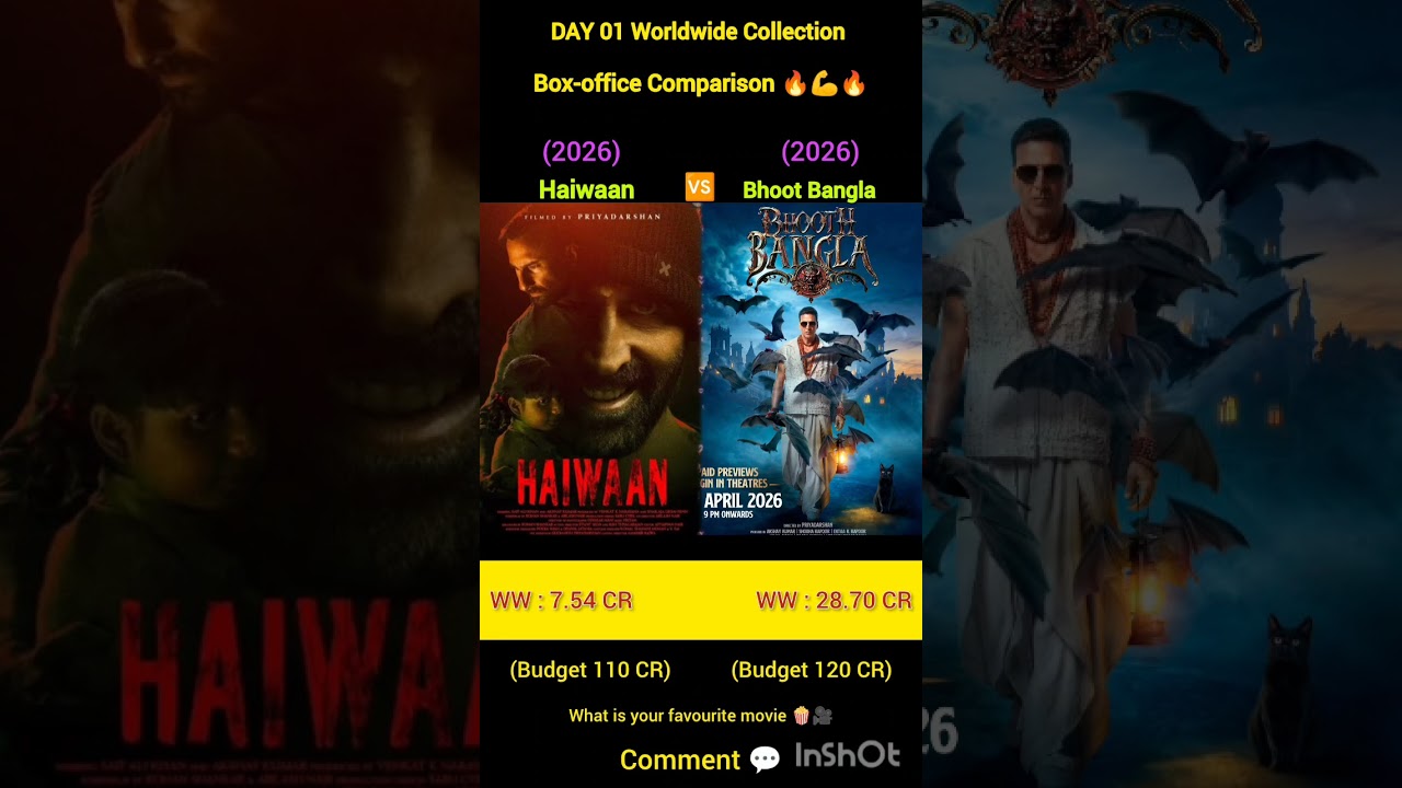 Haiwaan Vs Bhoot Bangla DAY 01 | Worldwide Collection Box-office Comparison Movies 🍿🎥💬💯🔥💪🔥#shorts