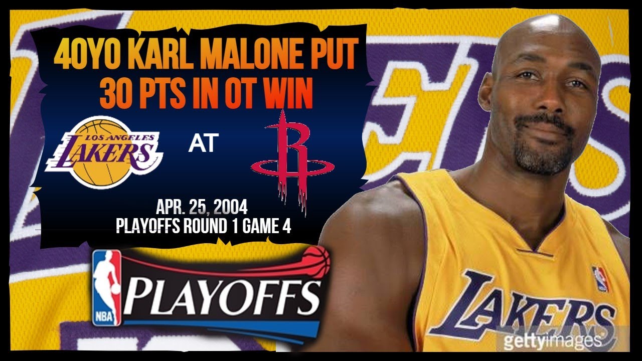 40yo Karl Malone put 30 points - 2004 Playoffs Round 1 Game 4 - Los Angeles  Lakers @ Houston Rockets 