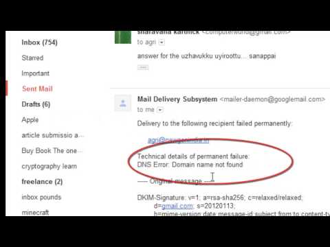 DNS Error: Domain Name not Found. Delivery to the following recipient failed permanently Gmail