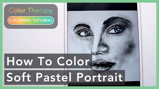 Digital Painting Tutorial: How To Color Soft Pastel Portrait | Color Therapy Adult Coloring screenshot 4