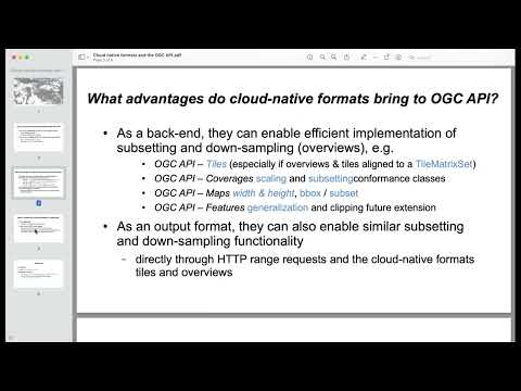 Cloud Native Formats and the OGC API