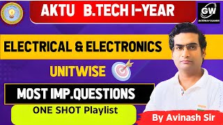 Electrical & Electronics I MOST IMP QUESTIONS I  Gateway Classes I AKTU
