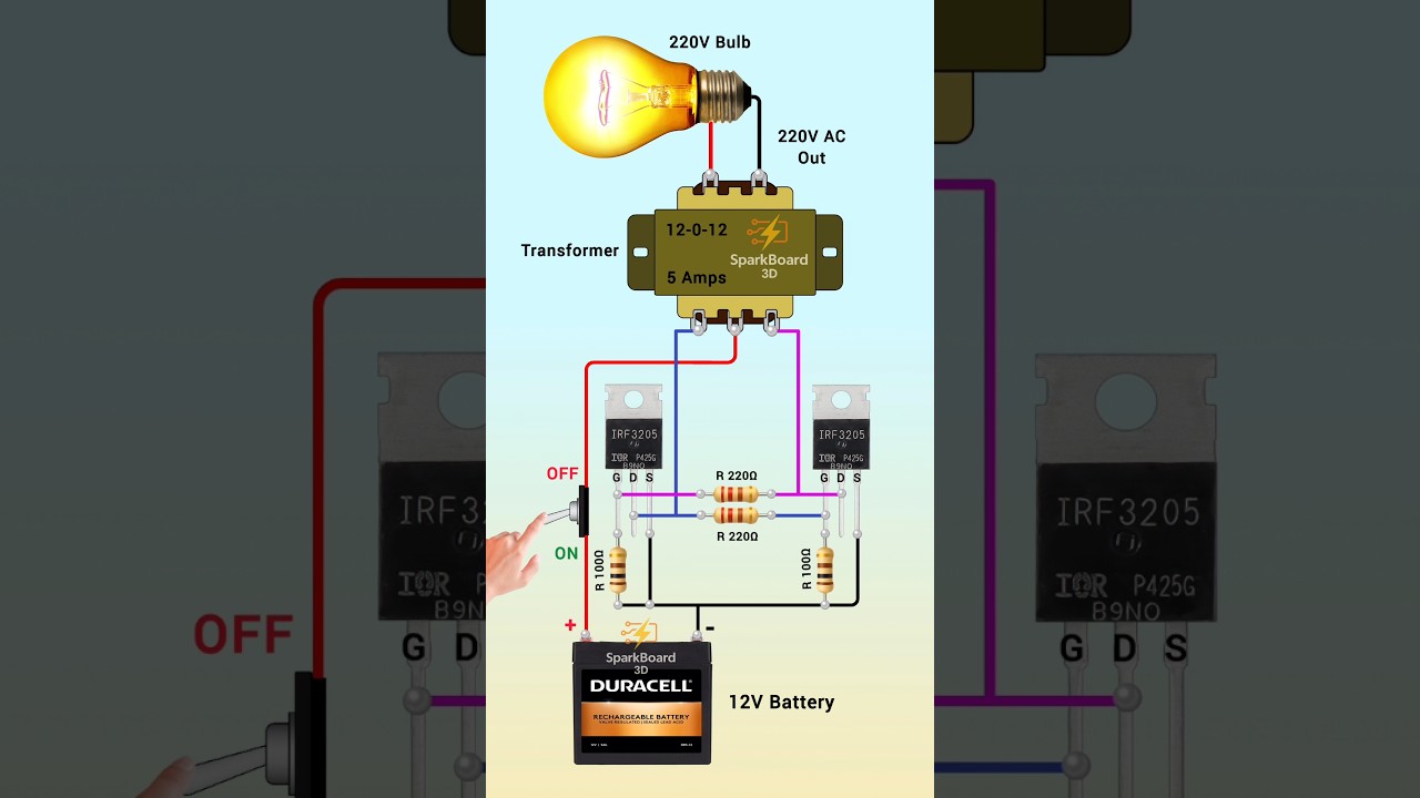 Simple 12V DC to 220V AC converter | 12v to 220v inverter circuit